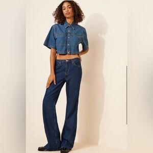 Re/Done Oversized crop button down - size L